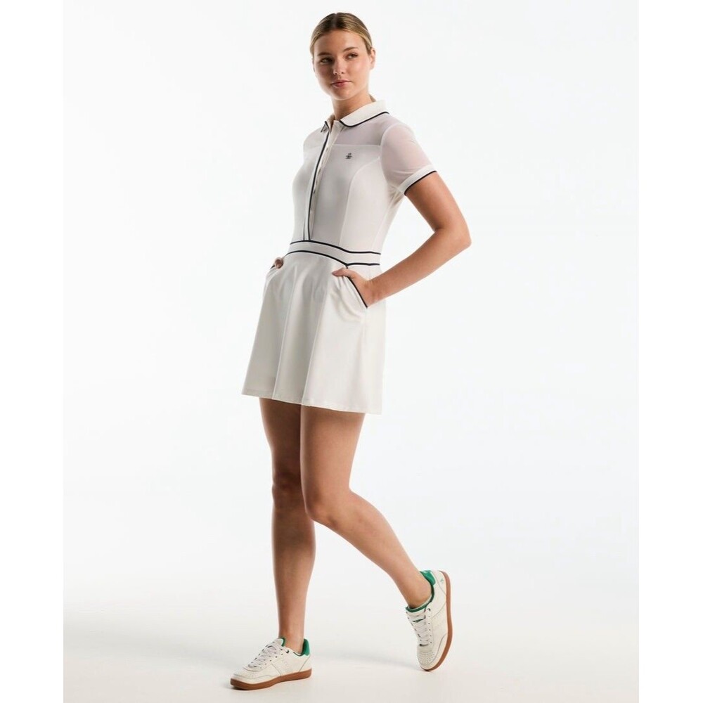 NWT Original Penguin Veronica Golf Tennis Dress Bright White Navy S Short Sleeve